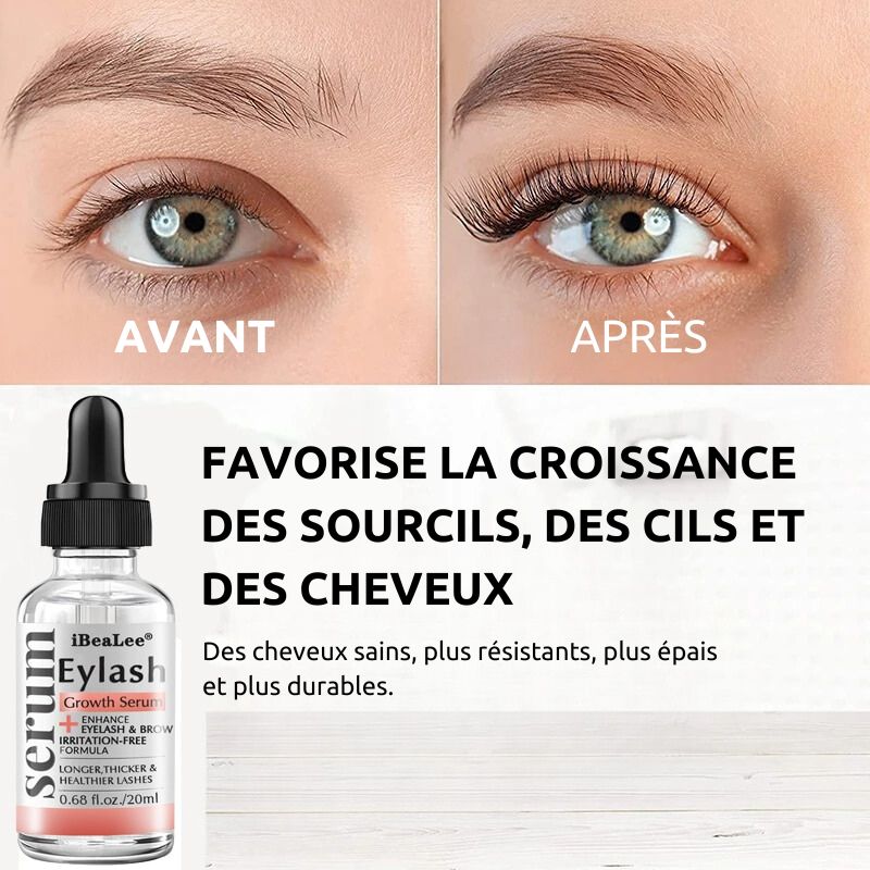 Formule naturelle de croissance pour cils, sourcils et cheveux, stimule la pousse, renforce et nourrit les follicules pileux, sérum pour des cils et sourcils plus épais et des cheveux plus forts